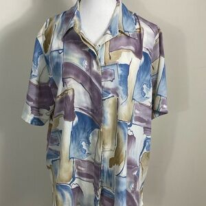 Alfred Dunner Blue and Purple Artistic Blouse